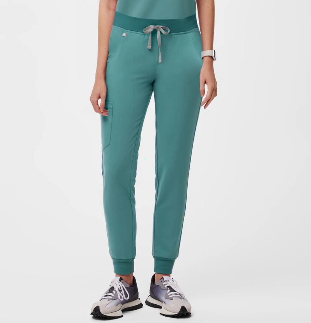 Figs Teal Zamora Jogger Scrub Pants Womens Tall XS Mid Rise Tapered Leg Stretch